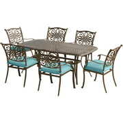 Rent to own Hanover Traditions 7-Piece Aluminum Outdoor Dining Set in Blue