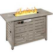 Rent to own Best Choice Products 42in Fire Pit Table 50,000 BTU Rectangular Steel Propane Gas w/ Cover, Glass Beads - Gray