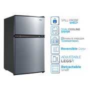 Rent to own Arctic King 3.2 Cu ft Two Door Mini Fridge with Freezer, Stainless Steel