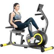 Rent to own Pooboo Recumbent Exercise Bikes Sit Down Stationary Bicycle Magnetic Resistance Indoor Cycling Bike 330lb Yellow