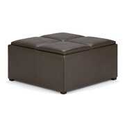 Rent to own Simpli Home Avalon Coffee Table Storage Ottoman with 4 Serving Trays