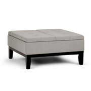 Rent to own Dover 36 inch Wide Contemporary Square Coffee Table Storage Ottoman in Cloud Grey Linen Look Fabric