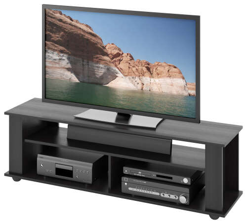Rent to own CorLiving Bakersfield Black Wooden TV Stand, for TVs up to 75" - Ravenwood Black