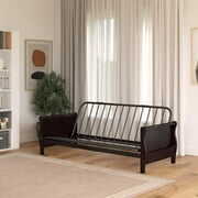 Rent to own DHP Wood Arm Full Size Futon Frame, Espresso Finish, Futon Frame Only