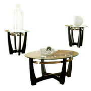 Rent to own Steve Silver Matinee 3 Piece Glass Top Coffee Table Set in Black