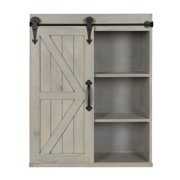 Rent to own Kate and Laurel Cates Decorative Wood Wall Storage Cabinet with Sliding Barn Door, Rustic Gray