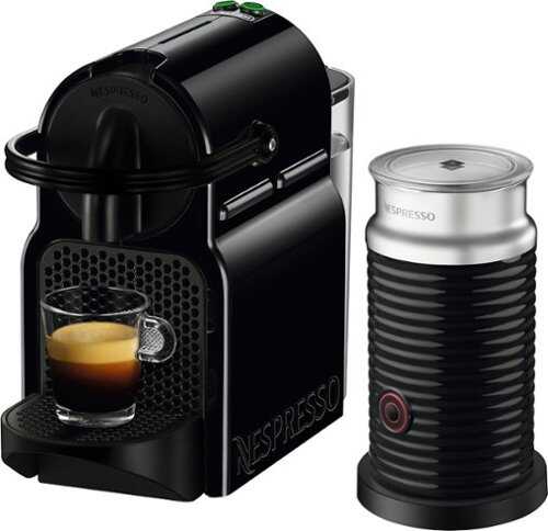 Rent to own Nespresso - Inissia Espresso Machine with Aeroccino Milk Frother by DeLonghi - Intense Black