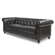 Rent to own Jennifer Taylor Home Winston Leather Tufted Chesterfield Sofa, Vintage Black