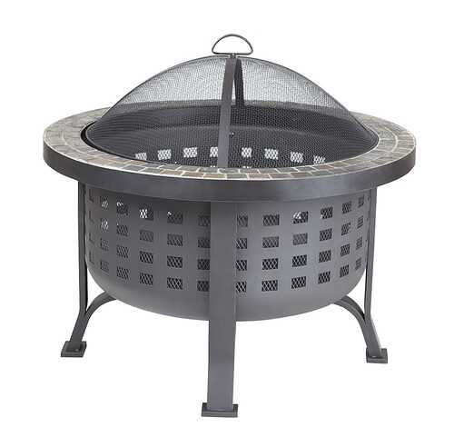 Rent to own Fire Sense - Alpina Round Slate Top Fire Pit - Black