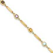 Rent to own 14K Yellow Gold Multi Gemstone Fancy Link Bracelet (7 X 5) Made In Turkey y12739rb