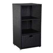 Rent to own Outsunny Outdoor Wicker Pool Towel Storage Valet Holder, Indoor Rattan Organizer Cabinet With Storage, 47''H