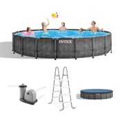Rent To Own - Intex 18' x 48" Greywood Prism Steel Frame Pool Set with Cover, Ladder, Pump