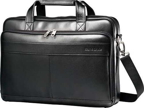 Rent to own Samsonite - Leather Slim Laptop Briefcase for 15.6" Laptop - Black