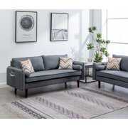 Rent to own 5.75' Iron Gray Mid-Century Modern Sofa Couch with USB Charging Ports and Pillows