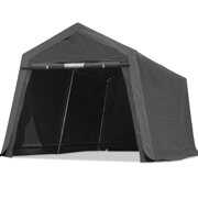 Rent to own ADVANCE OUTDOOR 10x10 ft Outdoor Storage Shelter Shed with 2 Detachable Roll-up Doors & 2 Vents, Anti-Snow Portable Carport Garage Kit Canopy Tent for Motorcycle ATV Bike Garden Tools Vehicle, Gray