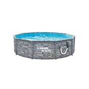 Rent to own Summer Waves 10 Foot Round Stone Slate Print Metal Frame Above Ground Pool, Grey