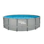 Rent to own Summer Waves 16 ft Natural Rattan Print Elite Frame Round Above Ground Swimming Pool