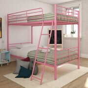 Rent to own Mainstays Convertible Twin over Twin Metal Bunk Bed, Pink