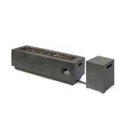Rent to own GDF Studio Jefferson Outdoor Rectangular Fire Pit with Tank Holder, Concrete