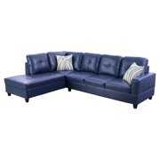 Rent to own Star Home Living Corp Ben Faux Leather Left Sectional Sofa in Blue