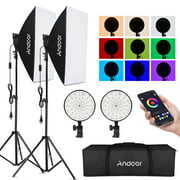 Rent to own Andoer-2 Studio Photography Softbox Lighting Kit  RGB APP Control with 20*28 inch Softbox