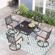 Rent to own Sophia & William 5 Piece Outdoor Patio Metal Dining Set Swivel Chairs and Table Set