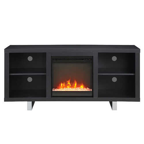 Rent to own Walker Edison - MDF Fireplace TV Console for Most TVs Up to 60" - Black