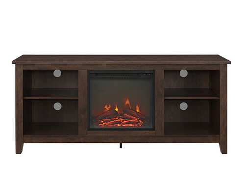 Rent to own Walker Edison - Fireplace Storage TV Stand for Most TVs Up to 65" - Brown