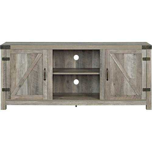 Rent to own Walker Edison - Rustic Barn Door Style Stand for Most TVs Up to 65" - Gray Wash