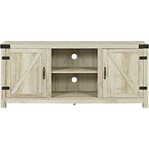 Rent to own Walker Edison - Rustic Barn Door Style Stand for Most TVs Up to 65" - White Oak