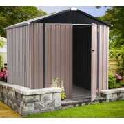 Rent to own YODOLLA 6 x 6 ft. Outdoor Metal Storage Shed with Sliding Roof & Lockable Door for Backyard, Garden
