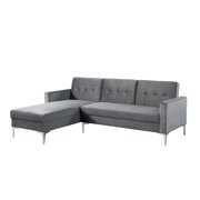 Rent to own Morden Fort Convertible Futon Couch Sectional Sofa 3 Seat L-Shape Reversible Adjustable Velvet GRAY