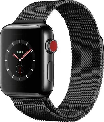 Rent to own Apple Watch Series 3 (GPS + Cellular) 38mm Space Black Stainless Steel Case with Space Black Milanese Loop - Space Black Stainless Steel