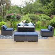 Rent to own MF Studio 7 Piece Outdoor Sectional Furniture Sets with 45" 50,000 BTU Gas Fire Pit Table