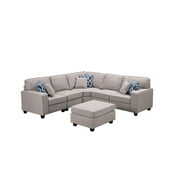 Rent to own Set of 6 Abalone Gray Sonoma Modular L-Shape Sectional Sofa with Ottoman, 8'