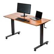 Rent to own Stand Up Desk Store Crank Adjustable Height Rolling Standing Desk (Black Frame/Teak Top, 56" Wide)