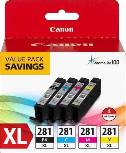Rent to own Canon - CLI-281 XL 4-Pack High-Yield - Black, Cyan, Magenta & Yellow Ink Cartridges - Black, Cyan, Magenta, Yellow