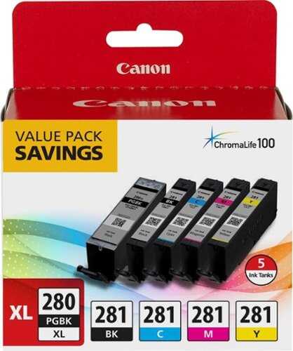 Rent to own Canon - PGI-280 XL / CLI-281 5-Pack High-Yield - Pigment Black, Standard Capacity - Black, Cyan, Magenta, Yellow Ink Cartridges - Black, Cyan, Magenta, Yellow