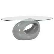 Rent to own vidaXL Coffee Table with Oval Glass Top High Gloss Gray