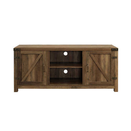 Rent to own Walker Edison - Rustic Barn Door Style Stand for Most TVs Up to 65" - Rustic Oak