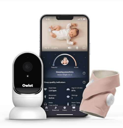 Rent To Own - Owlet Dream Duo - Smart Portable Video Baby Monitor - Dusty Rose