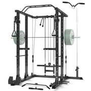 Rent to own Mikolo Power Rack Cage, 1500 lbs Weight Rack with Cable Crossover Machine,Multi-Function Squat Rack with J Hooks,Dip Bars and Landmine for Home Gym (Black)