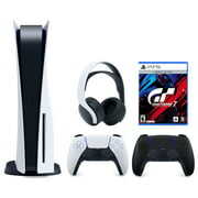 Rent to own Sony Playstation 5 Disc (PS5 Disc) with Extra Black Controller, Gran Turismo 7 Launch Edition and White PULSE 3D Headset Bundle