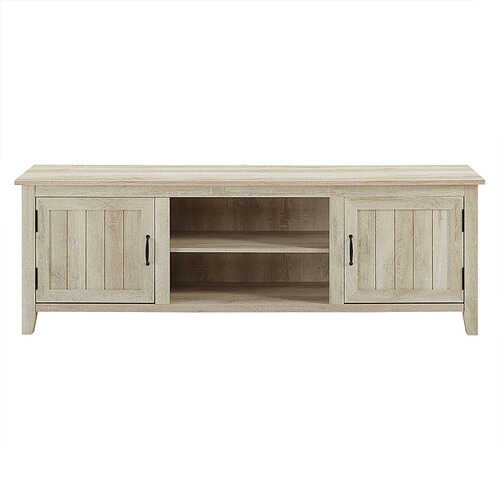 Rent to own Walker Edison - Farmhouse Simple Grooved Door TV Stand for most TVs up to 80" - White Oak