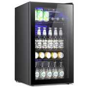 Rent to own Beverage Refrigerator Cooler -120 Can Mini Fridge Glass Door for Soda Beer or Wine Constant Glass Door Small Drink Dispenser Clear Front Door for Home, Bar 3.2cu.ft (Black)