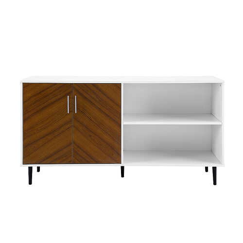 Rent to own Walker Edison - Mid-Century Modern TV Stand for Most TVs Up to 65" - Dark Walnut/White