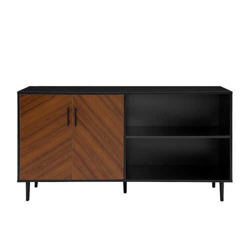 Rent to own Walker Edison - Mid-Century Modern TV Stand for Most TVs Up to 65" - Dark Walnut/Black