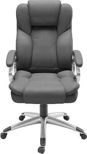 CorLiving - 5-Pointed Star Leatherette Executive Chair - Steel Gray