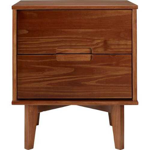 Rent to own Walker Edison - Mid Century Modern Square Wood 2-Drawer End Table - Walnut