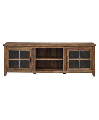 Rent to own Walker Edison - Farmhouse Glass Door TV Stand Console for Most TVs Up to 78" - Rustic Oak